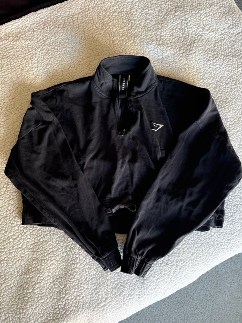 Gymshark Black Quarter-Zip Pullover Crop Jacket